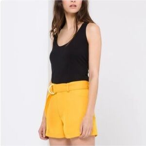 SANDRO Chic Yellow Belted Shorts